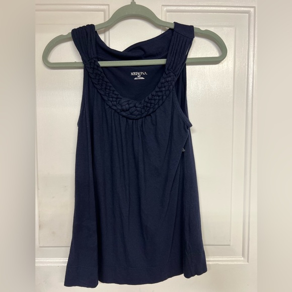 Merona | Tops | Merona Dark Blue Braided Neck Tank Top | Poshmark